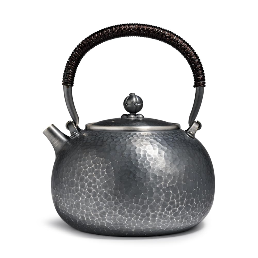 純銀製 饕餮紋 玉摘 銀瓶 煎茶道具 湯沸 重量798g 純銀製