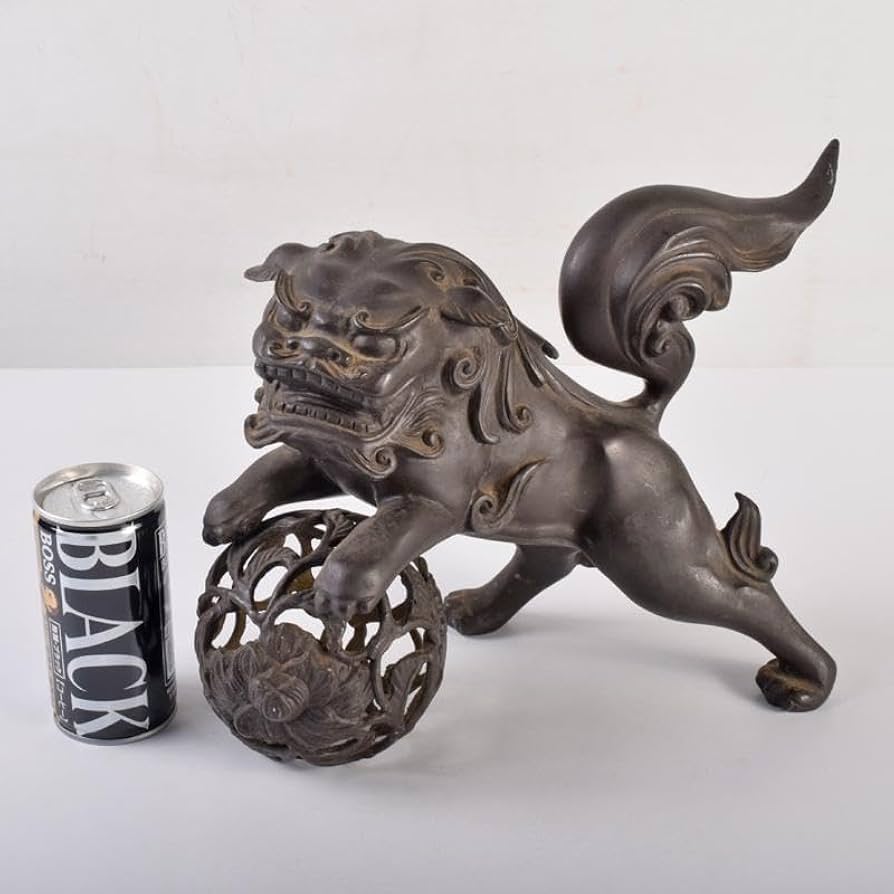 中国 古銅宣徳銅 玉乗り獅子 置物 重さ約5.28㎏ G R7655B Amazon.