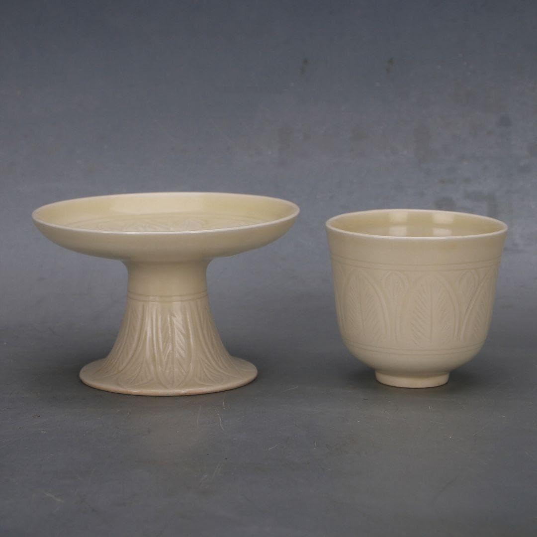 八方青花亭台楼高足鉢 景徳鎮 陶磁器 装飾品 現代工芸品 美術品 置物