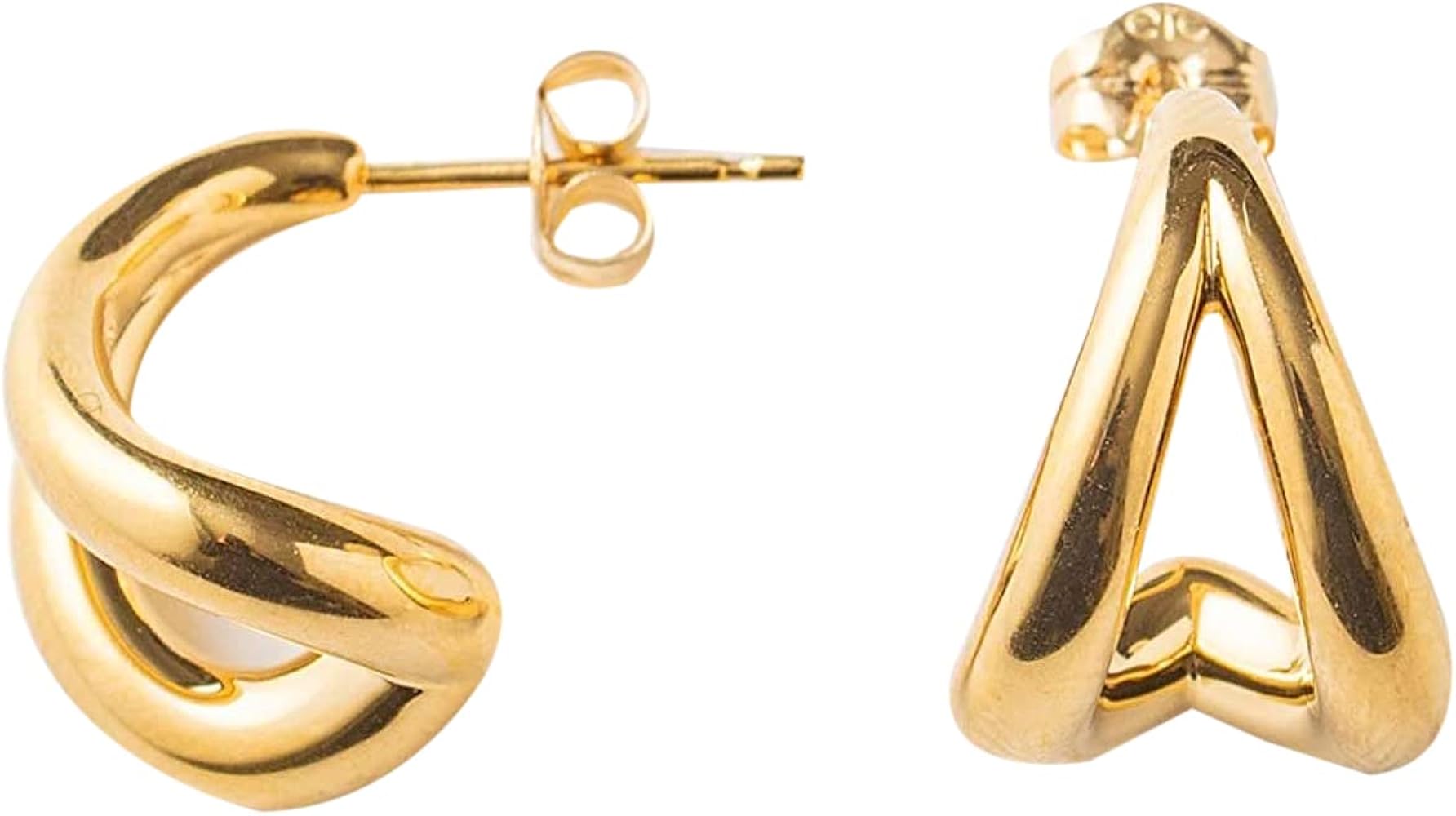 Amazon | (エテ) ete ダブルフープ ピアス 872022 FREE イエロー