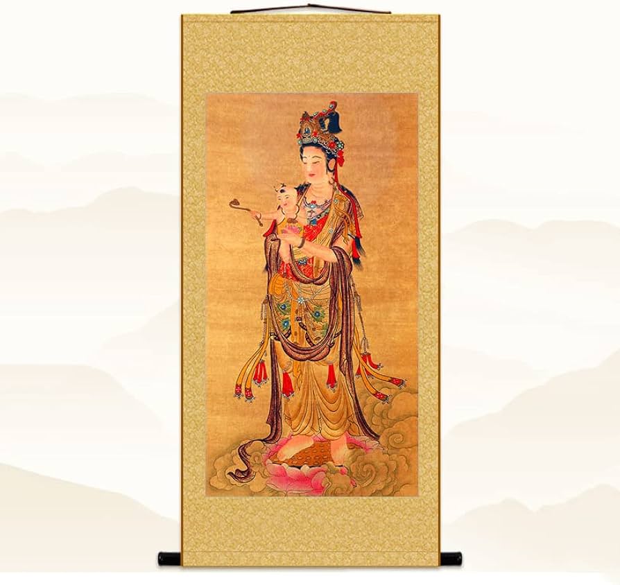 Amazon｜掛け軸／掛軸『慈母観音菩薩』聖観世音菩薩 観音菩薩 かんのん