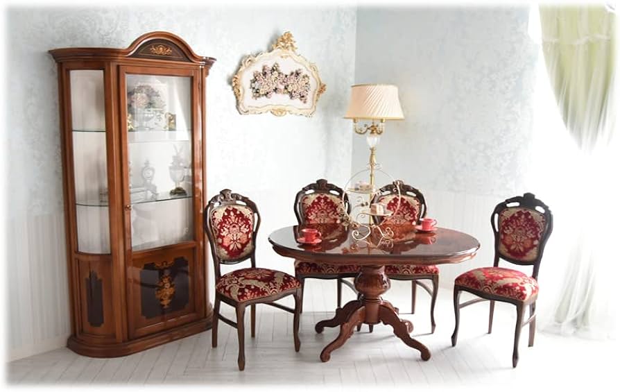 イタリア ダイニングチェア 金華山 赤 金 猫脚 椅子 ヨーロピアン