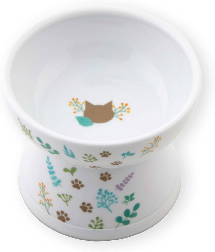 Amazon | ハッピーダイニング 猫用 脚付フードボウル L BOTANICAL