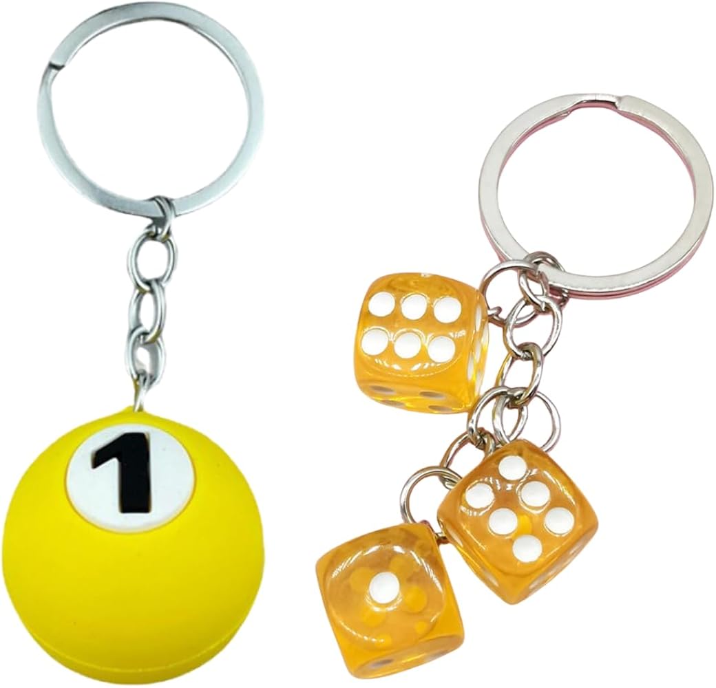 Amazon.co.jp: [ドナリー] キーホルダー 2個セット 8ボール サイコロ