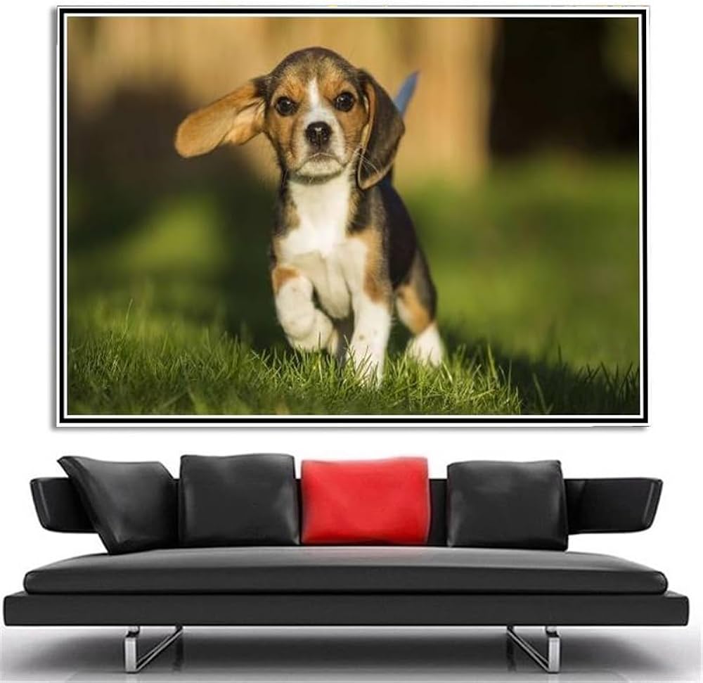 ビーグル額装刺繍絵画