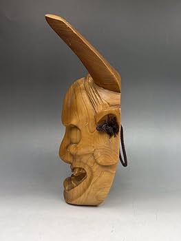 Amazon.co.jp: N) 般若面 木彫 木製 極上木目 魔除け 刳抜 能面 般若