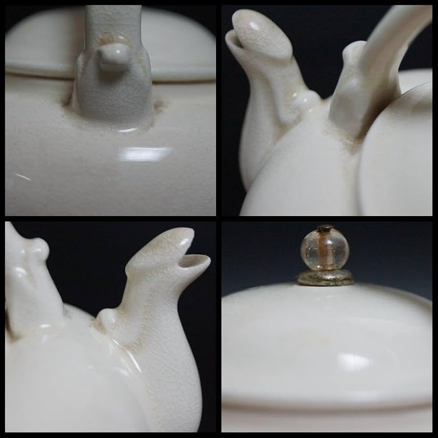 明治期 白泥獣口 提手式急須 高台水注 煎茶道具☆時代物☆希少品