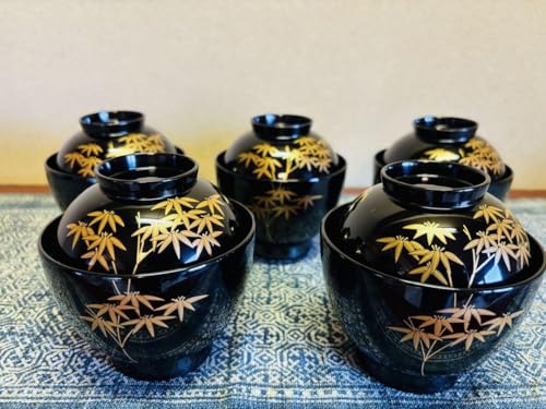 輪島塗吸物椀 5つセット 高級椀 菊 輪島塗吸物椀 5つセット 高級椀 菊