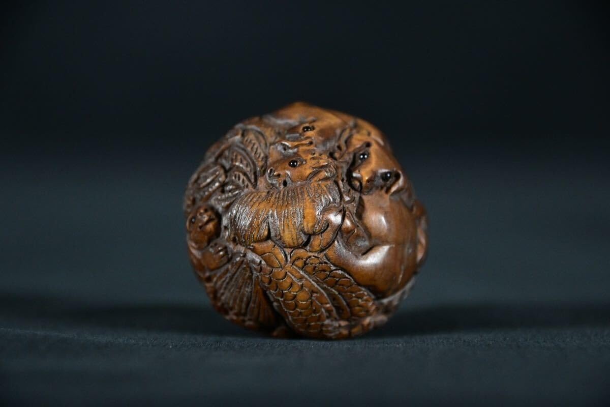 藤岡孝一 木彫 ポルックス 小人 カボチャを抱える小人 北海道作家 彫刻