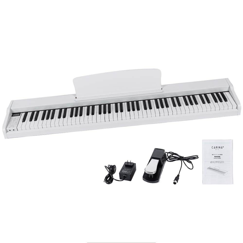電子ピアノ88鍵盤 給電式 蓋スライド マホガニー Amazon | Carina 電子