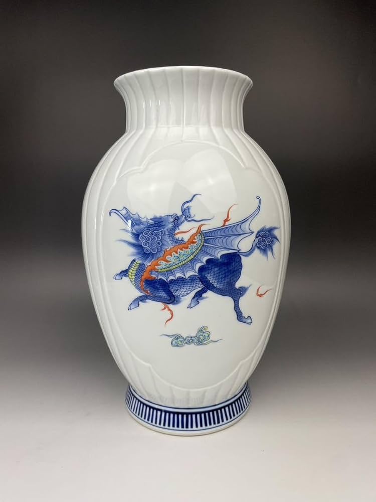 鍋島御庭焼 市川光春 本人作 最高位作 色鍋島竹梅図大花瓶 高33.5cm