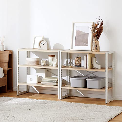 本棚 伸縮式本棚 オープンシェルフ 60〜110cm 天然木材 デスク収納棚