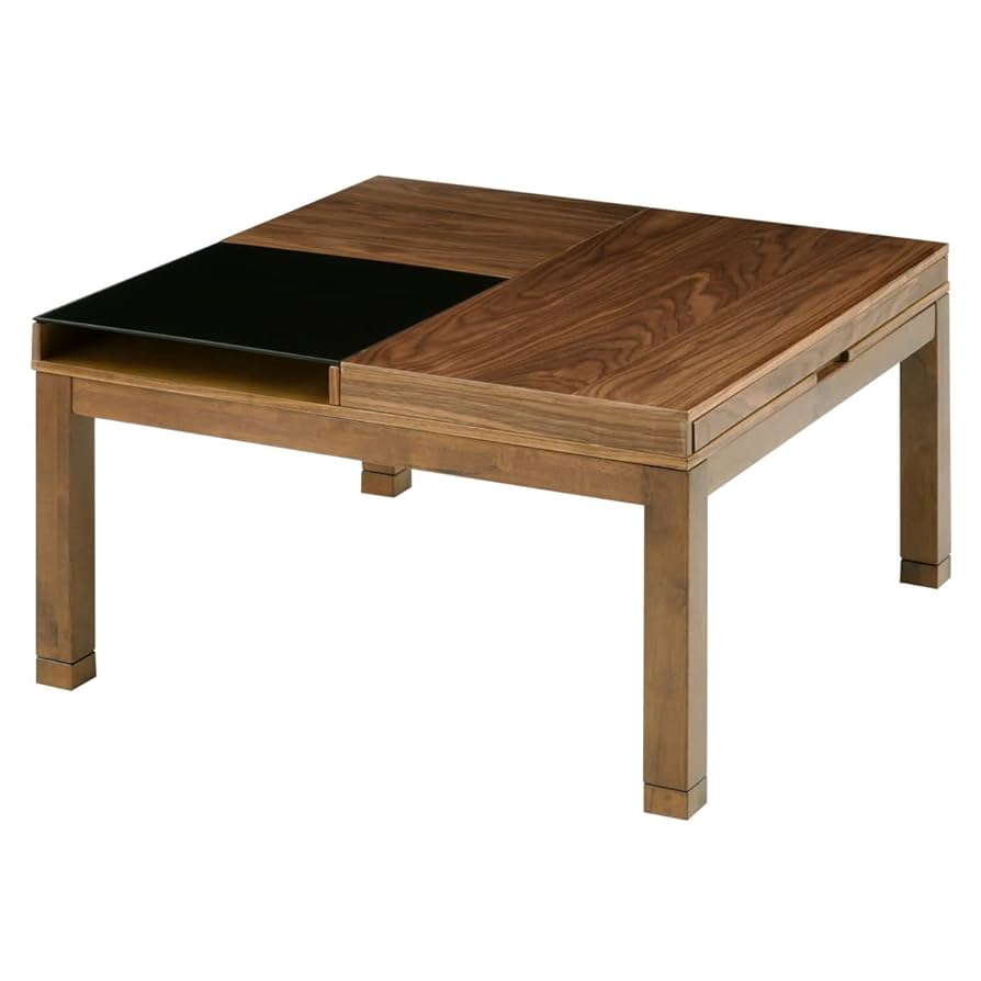 新品】天板ツルツル天然木引出し付きこたつ80WNT