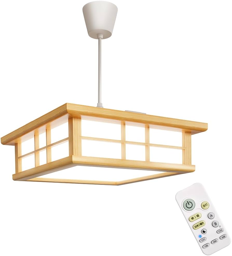 昭和レトロ 吊り下げ照明 格子 木製×乳白アクリル 和モダン 天井照明