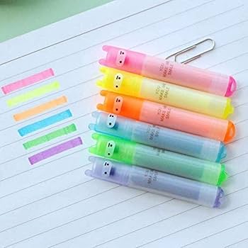 Amazon.co.jp: 6枚のミニ蛍光ペンセット蛍光マーカーペンは、ペン6色の