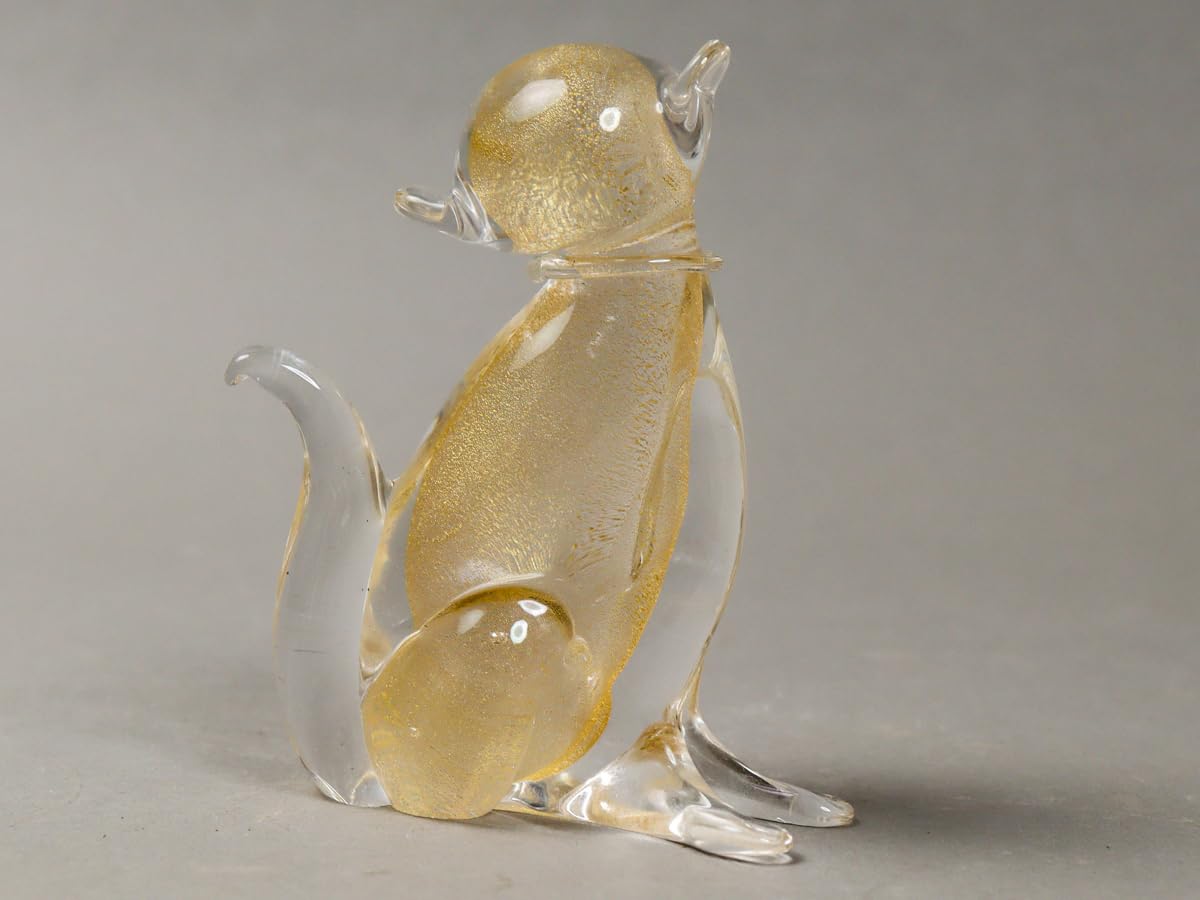 ベネチアンガラス Murano ムラノ ムラーノ 猫 キャット 2点セット
