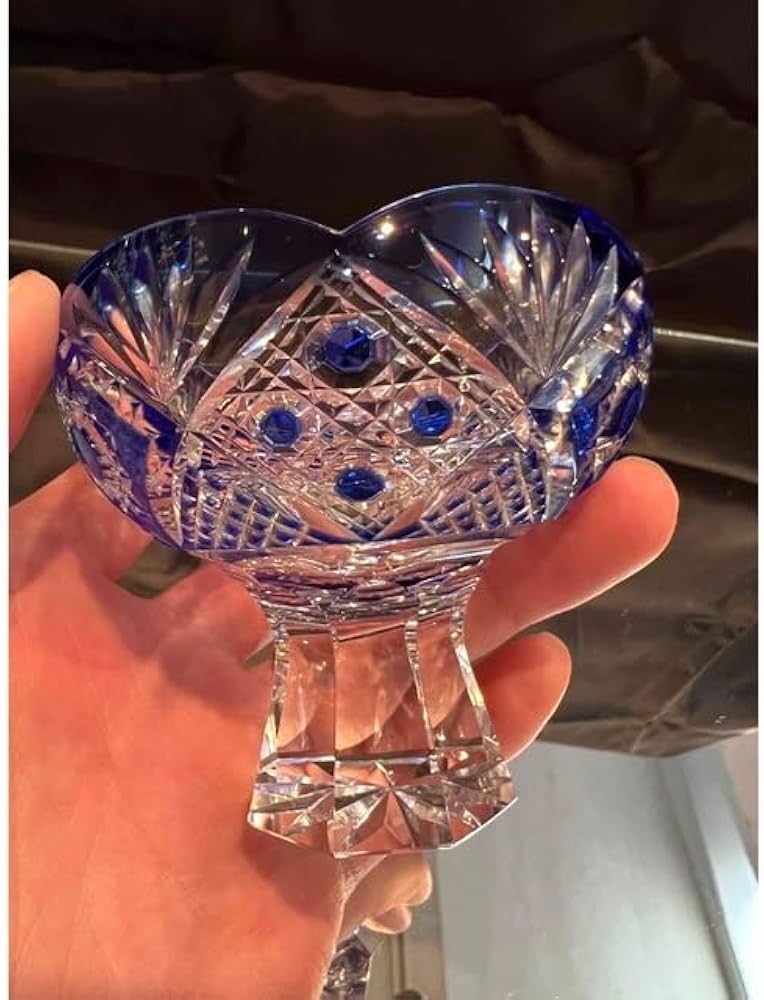 Amazon | 薩摩切子 菱宝切子馬上杯 L-2068-1 BL カメイガラス | ノー