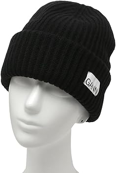 Amazon | [Ganni] [ガニー] 帽子 ニット帽 ビーニー ブラック