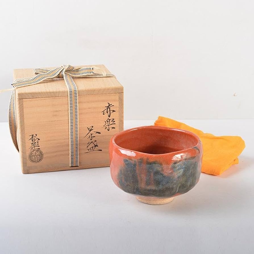 茶道具 佐々木松楽造 赤楽焼 大馬上盃 菓子器 仕覆付 共