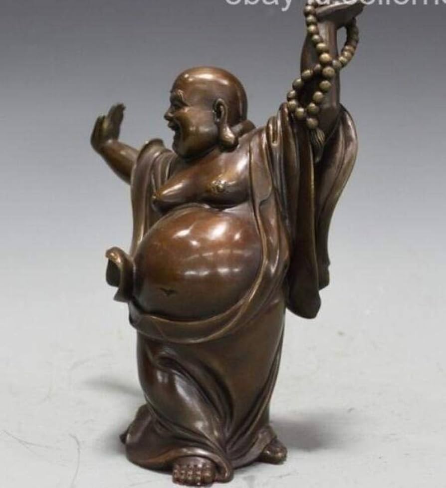 Amazon｜像の彫刻 中国仏教幸せな大きなお腹弥勒仏純粋な青銅の銅仏像