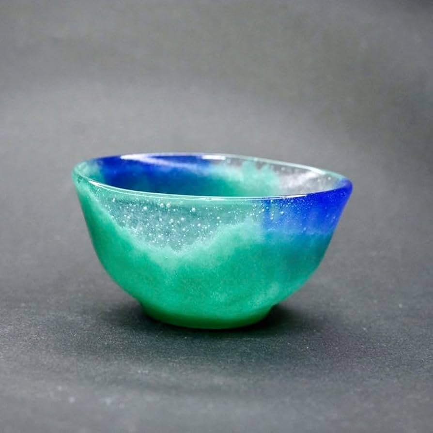 パート・ド・ヴェール おちょこ 緑青色 ガラス作家作 【公式通販】