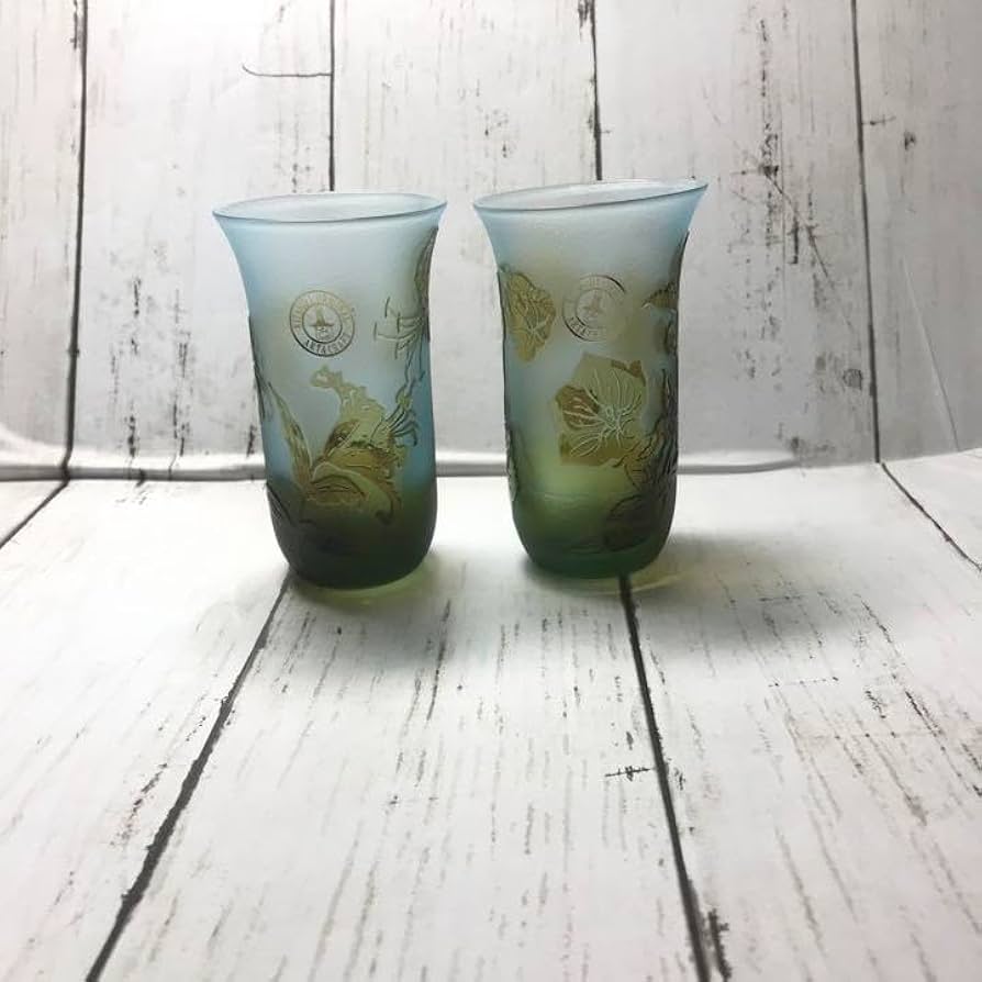 作品)サンドブラストもみじ模様のガラス花瓶 約20cm Amazon.co.jp: 北