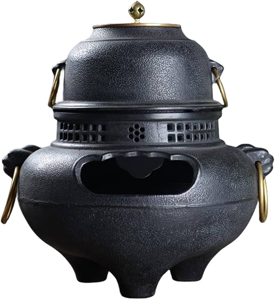 Amazon｜foke茶釜 風炉釜 切合鬼面風炉 茶釜添え 鉄風炉 茶道具