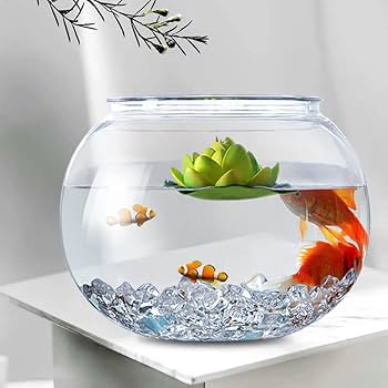 Amazon | 金魚鉢 丸型金魚鉢 高プラスチック透明アクリル 卓上水槽 丸