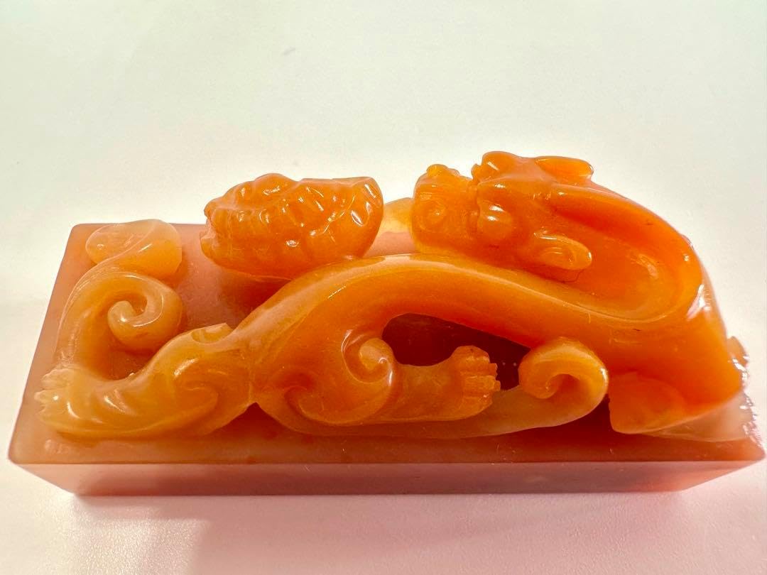 113 ラオス石 田黄 瑞獣 高級印材 印石 落款 書道 篆刻 【公式通販】