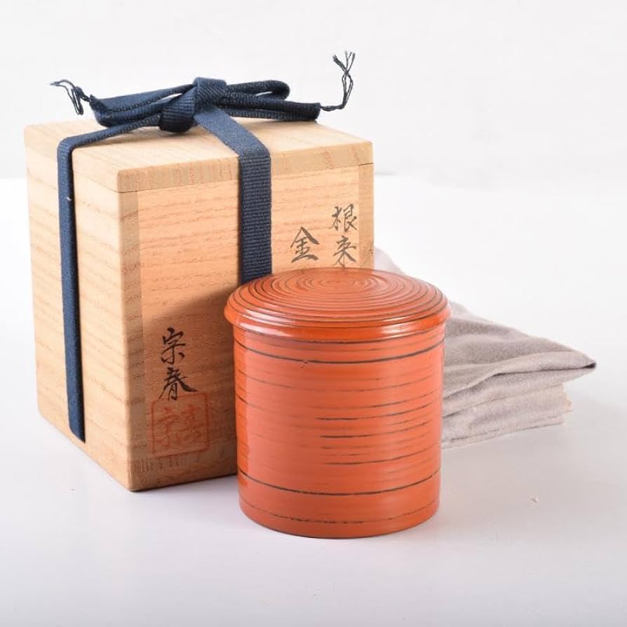 茶道具 久世宗春作 根来塗 金輪寺 棗 共箱 V 7007 茶道具 久世宗春