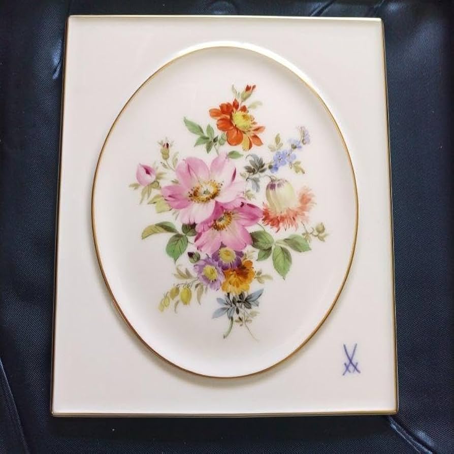 Amazon.co.jp: Meissen マイセン プラーク 陶板画 花柄 管理.KT