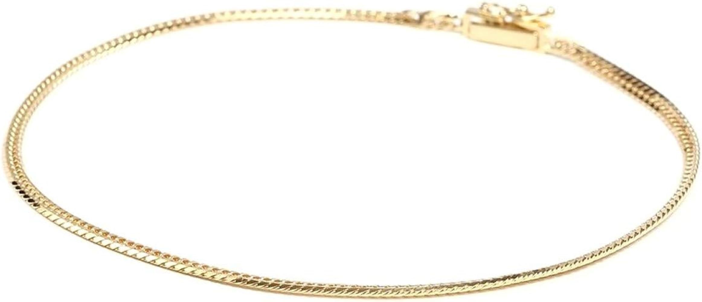 Amazon | [トマトサラダ] K18 6面 喜平アンクレット 18金 六面ダブル