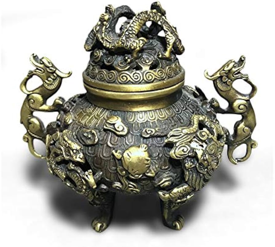 骨董品 香炉 お香 石彫 龍 中国風香炉 彫刻付き骨董品香炉お香石彫龍