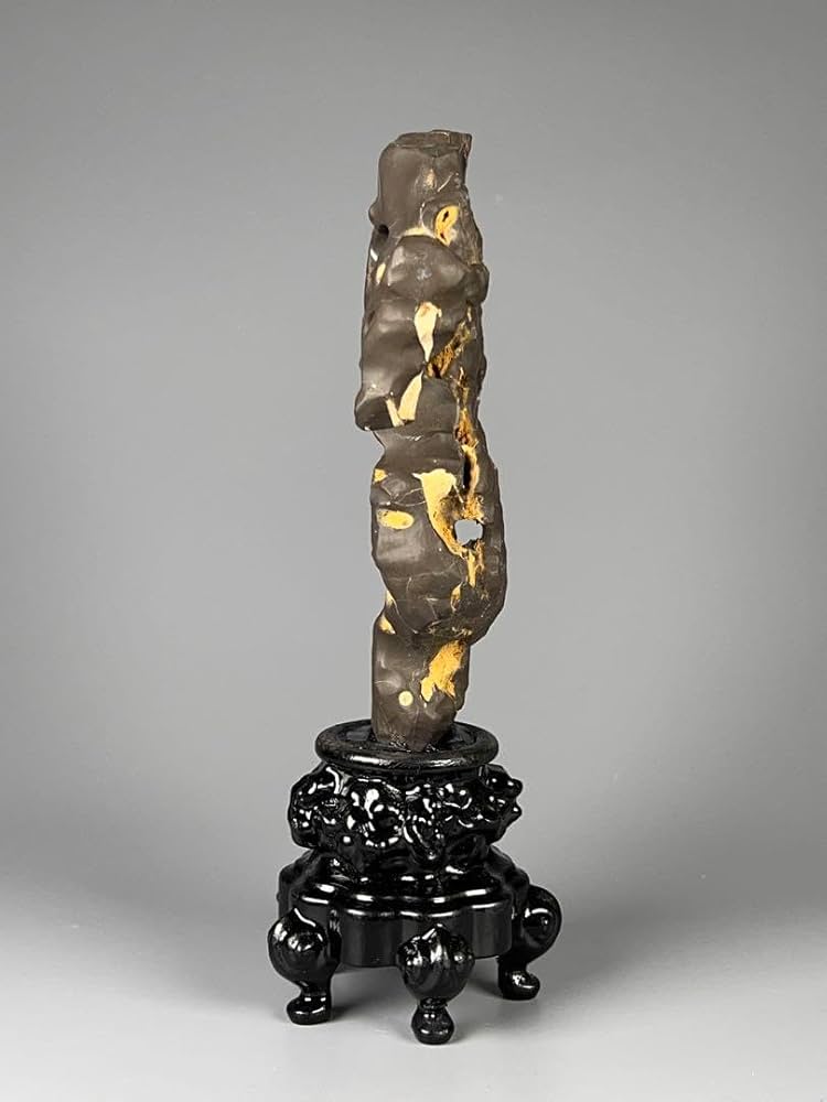 天然石 鑑賞石 太湖石 霊壁石 置物 約1579g 唐木台付 M R8881 天然石