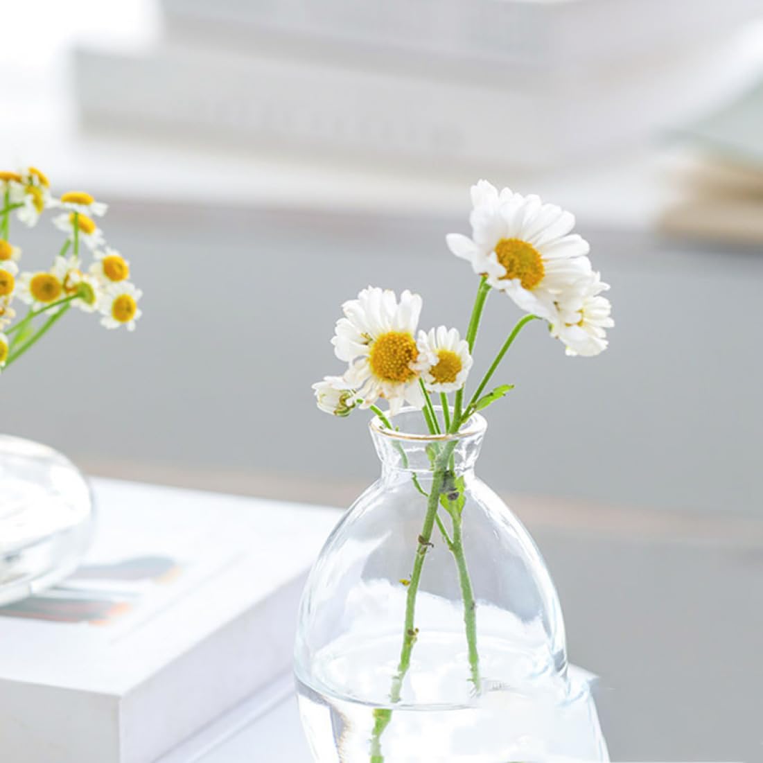 吹きガラス 花瓶 ブルー×ホワイト 約30cm イタリアアート 花器