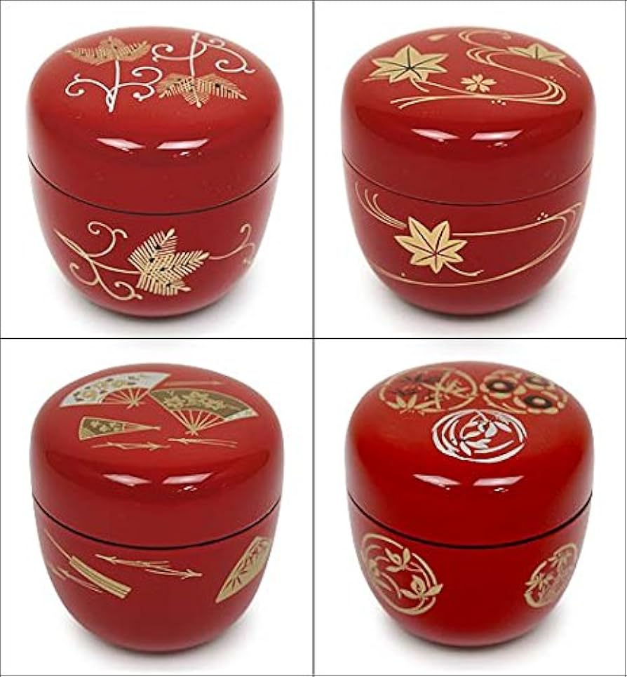 Amazon｜茶道具 棗 なつめ おけいこ用 プラスチック 中棗 朱 柄