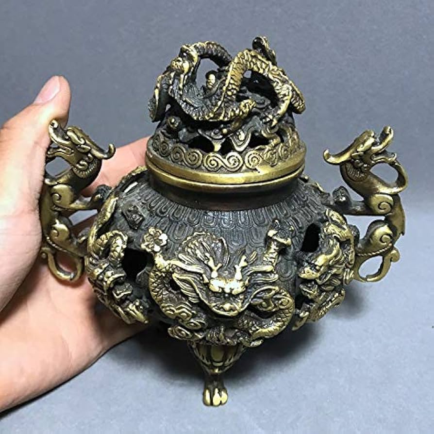 Amazon｜LAOJUNLU アンティーク純銅龍の香炉 香炉 香炉 中国の伝統的な