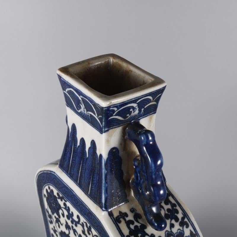 Amazon.co.jp: 清乾隆青花両耳纏枝紋扁瓶景徳鎮 花瓶 陶磁器 装飾品