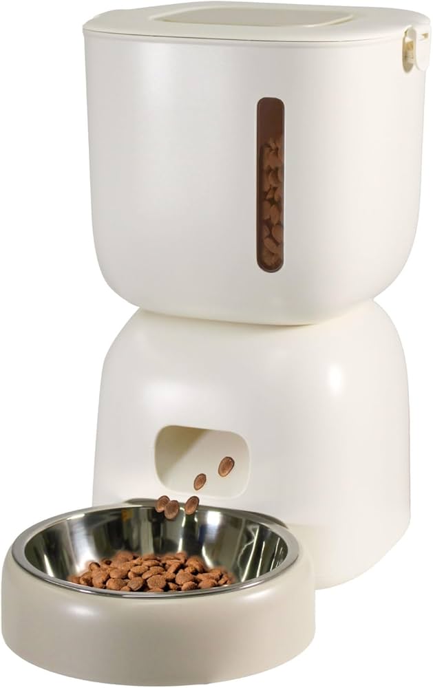 Amazon | penefa 自動給餌器 猫 中型 小型犬用 ベージュ タイマー機能