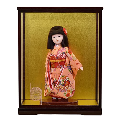 日本人形 市松人形 こもも 玉泉作 正絹 京友禅 着物 伝統工芸品 ケース