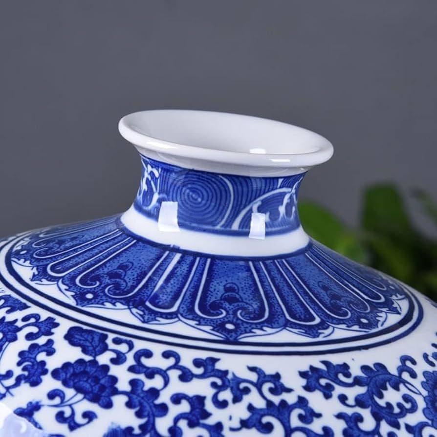 Amazon.co.jp: クラシックな青と白のドラゴン磁器の花瓶、景徳鎮、中国