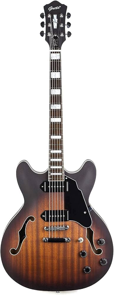 Amazon | GROTE Full Scale Electric Guitar Semi-Hollow Body Guitar