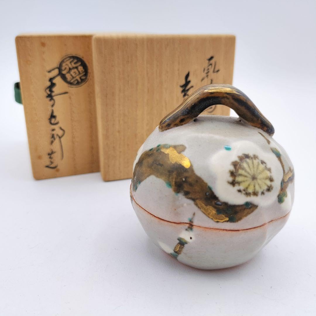 香合 古材 七宝蒔絵 大亀老師書付・花押 大徳寺 R0803ダP 香合 古材