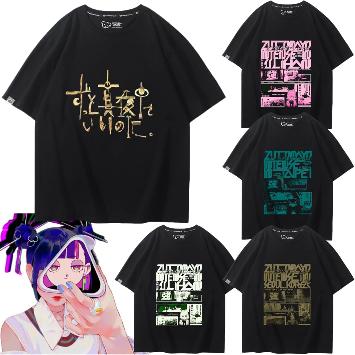 ずっと真夜中でいいのに。うにぐりくん Tシャツ ブラック 黒 XL ずとま