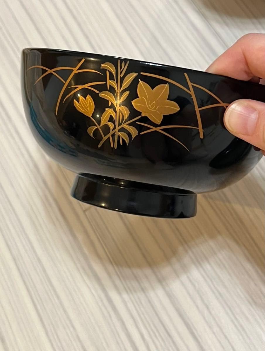 輪島塗 秋草蒔絵 煮物椀5客桐箱入五客揃 蒔絵 漆器