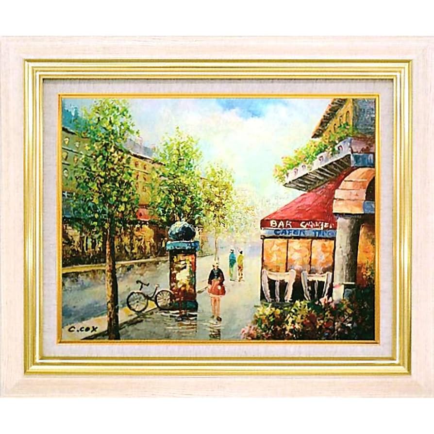 三觜正之 油絵 F4 アムステルダムの教会 額装 風景画 自然画 三觜正之