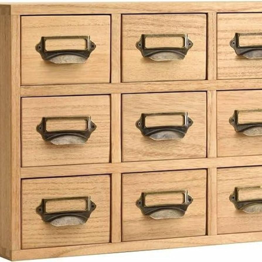 Amazon.co.jp: ナチュラル 引き出し木製 薬箪笥風 卓上チェスト 3段9杯