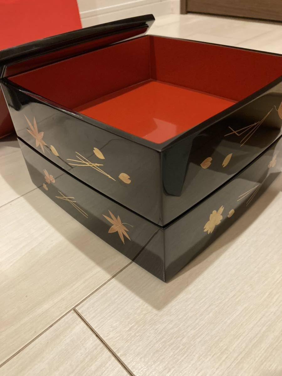 輪島塗 五段重 二枚蓋 木箱入り 重箱 伝統工芸品 漆芸【未使用