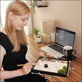 Island Falls Home Zen Garden Kit 11x8in. Beautiful Japanese Decor