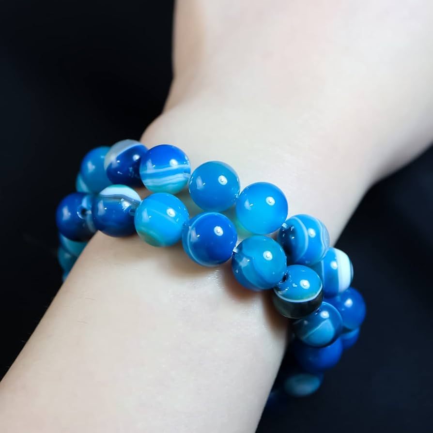 Amazon.co.jp: 【天然石】青めのう（ブルーアゲート） ブレスレット用